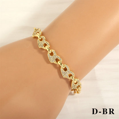 Elegant Lady Simple Style Geometric Copper Plating Inlay Zircon 18k Gold Plated Bracelets Necklace