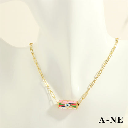 Elegant Simple Style Streetwear Devil's Eye Copper Enamel Plating 18k Gold Plated Bracelets Necklace