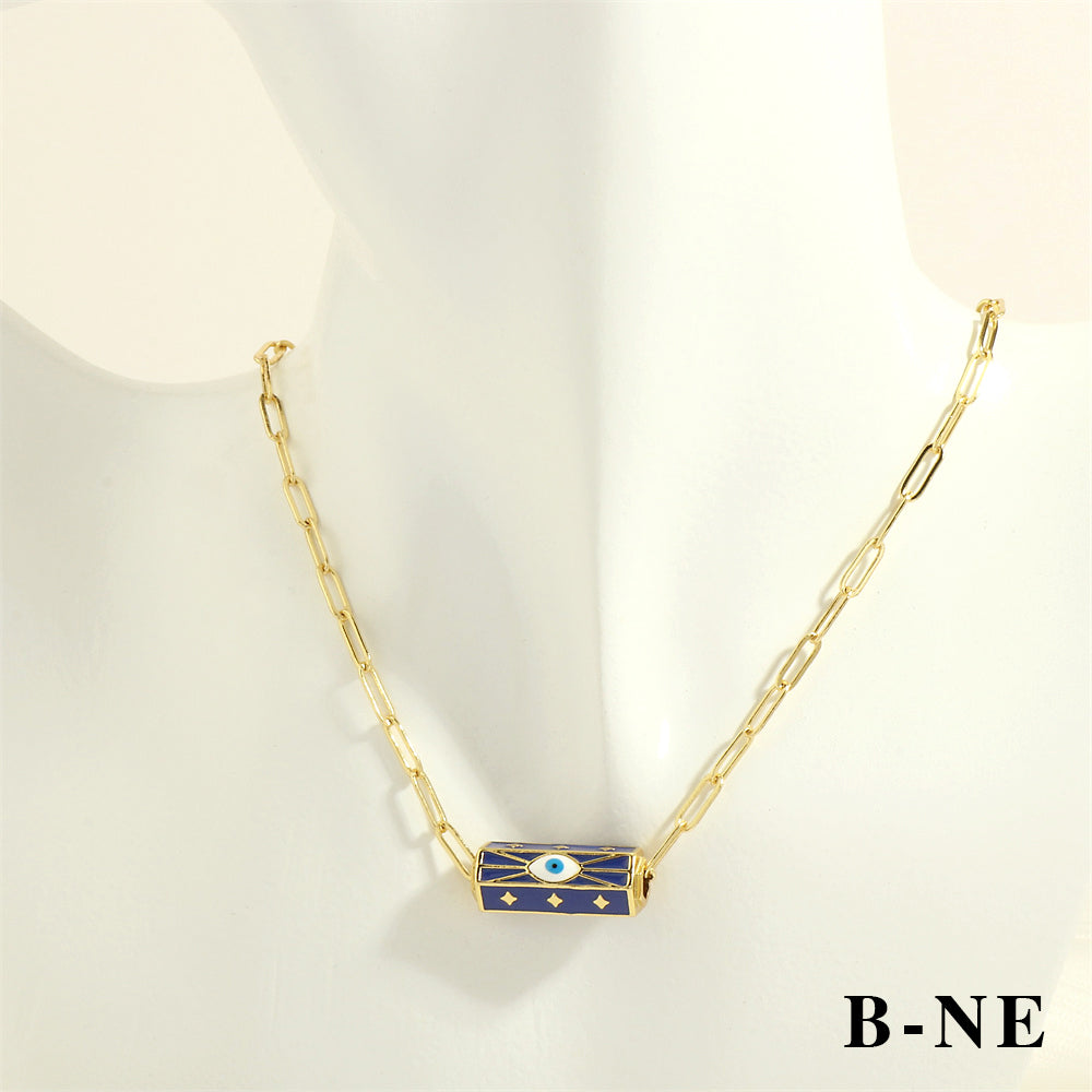 Elegant Simple Style Streetwear Devil's Eye Copper Enamel Plating 18k Gold Plated Bracelets Necklace