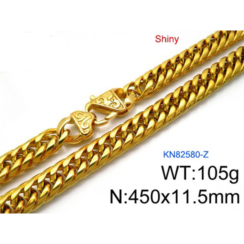 Hip-hop Retro Solid Color Stainless Steel Plating Chain Gold Plated Bracelets Necklace