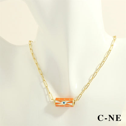 Elegant Simple Style Streetwear Devil's Eye Copper Enamel Plating 18k Gold Plated Bracelets Necklace