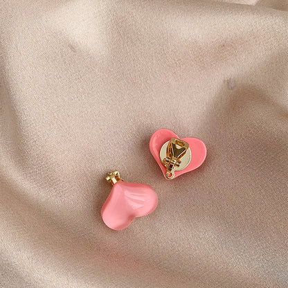 1 Pair Sweet Heart Shape Resin Ear Studs