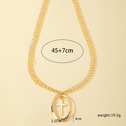 Ig Style Streetwear Cool Style Cross Alloy Plating Hollow Out 14k Gold Plated Women's Pendant Necklace