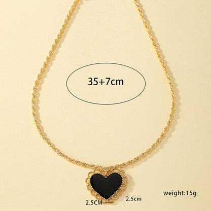 Retro Commute Heart Shape Alloy Plating Inlay Zircon 14k Gold Plated Women's Pendant Necklace