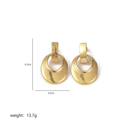 1 Pair Elegant Lady Circle Polishing Plating Copper 18k Gold Plated Drop Earrings