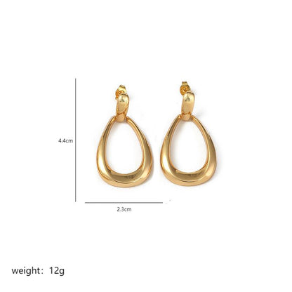 1 Pair Elegant Lady Circle Polishing Plating Copper 18k Gold Plated Drop Earrings