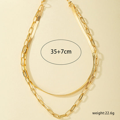 Ig Style Cool Style Solid Color Alloy Plating 14k Gold Plated Women's Double Layer Necklaces