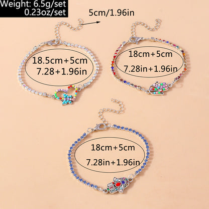 Shiny Heart Shape Zinc Alloy Inlay Rhinestones Women's Bracelets