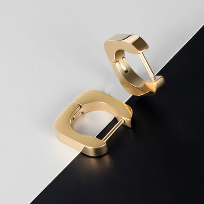 1 Pair Simple Style Classic Style Solid Color Polishing Plating Stainless Steel Rose Gold Plated Gold Plated Earrings