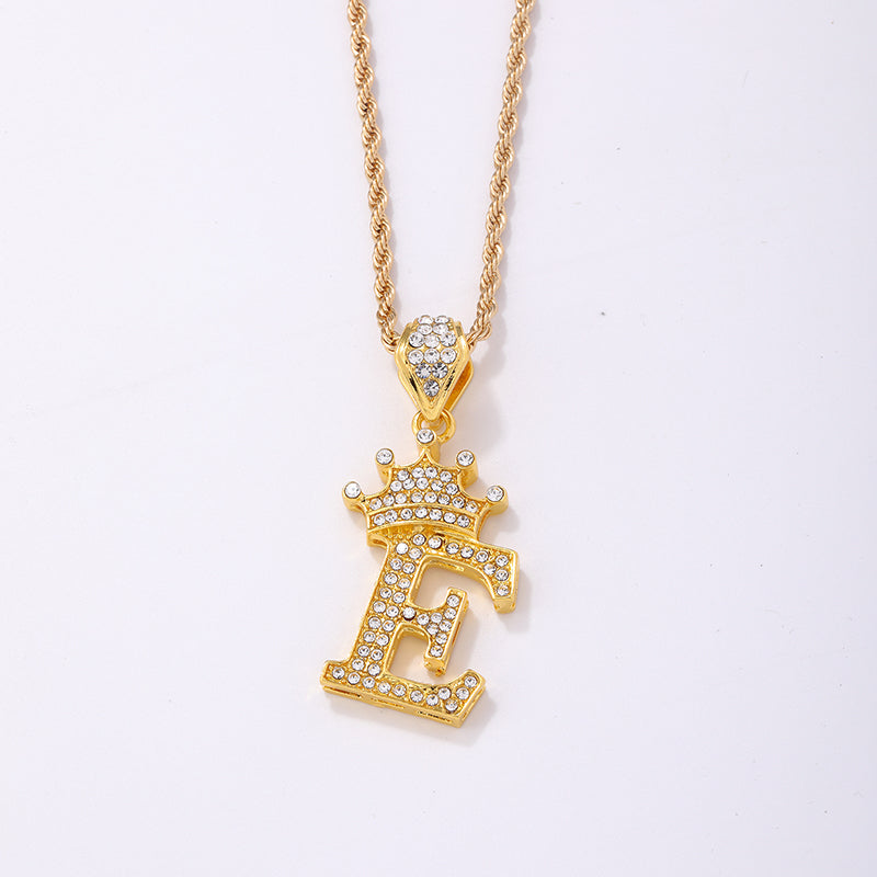 Casual Elegant Letter Crown Copper Plating Inlay Zircon Gold Plated Pendant Necklace