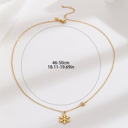 Romantic Snowflake Stainless Steel Plating 18k Gold Plated Pendant Necklace