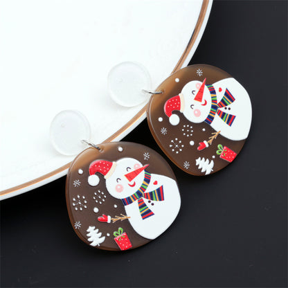 1 Pair Fashion Christmas Tree Santa Claus Snowman Arylic Earrings