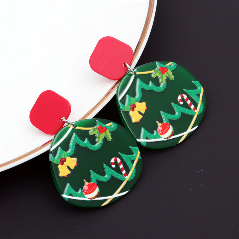 1 Pair Fashion Christmas Tree Santa Claus Snowman Arylic Earrings