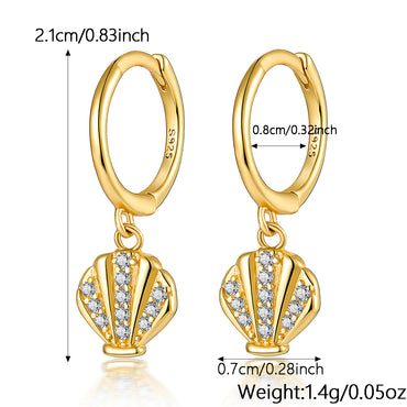 1 Pair Casual Commute Shell Plating Inlay Sterling Silver Zircon 18k Gold Plated Rhodium Plated Drop Earrings