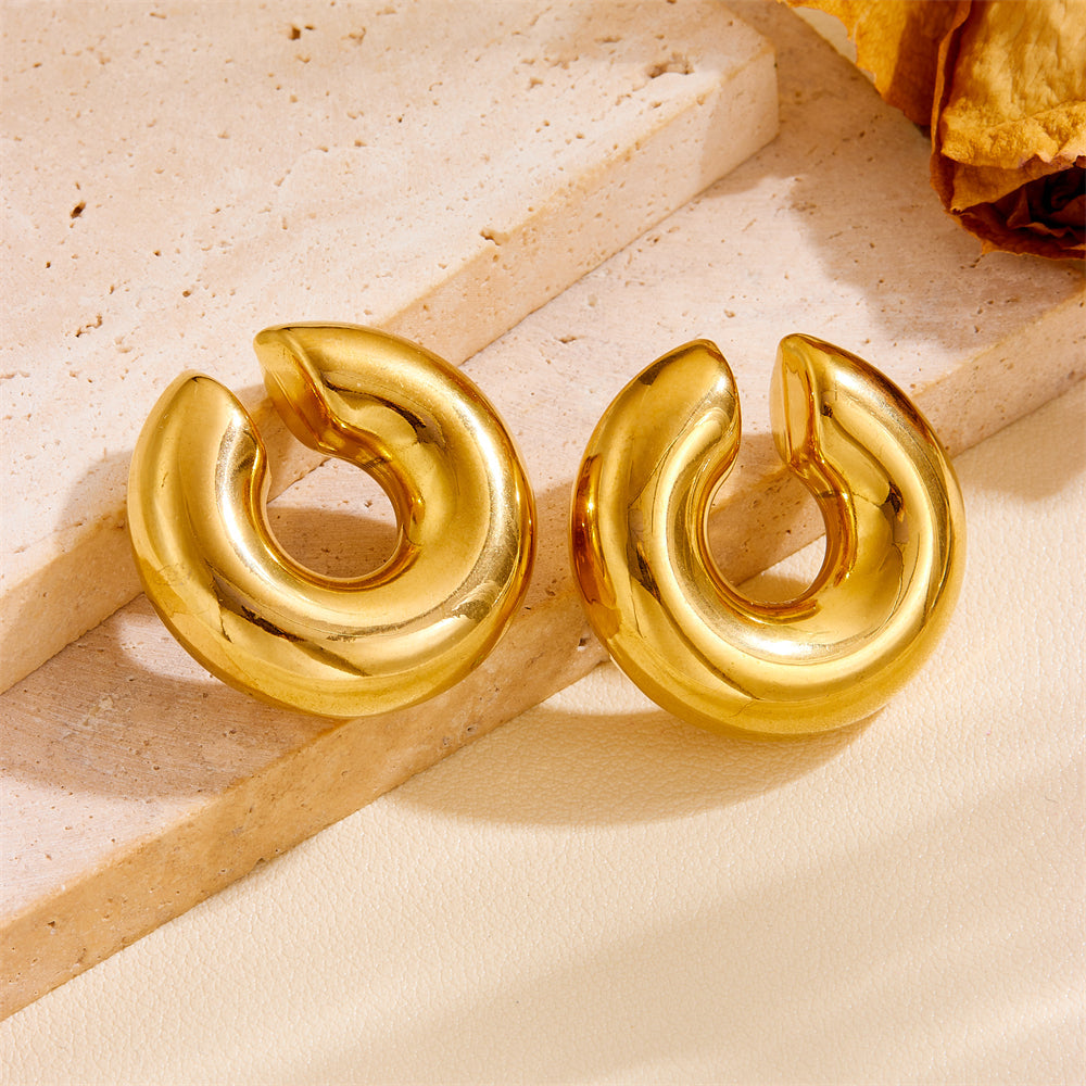 1 Pair Simple Style Classic Style C Shape U Shape Plating Titanium Steel 18k Gold Plated Ear Cuffs