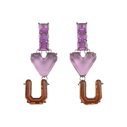 1 Pair Vintage Style Simple Style Square Plating Inlay Synthetic Resin Resin Silver Plated Drop Earrings