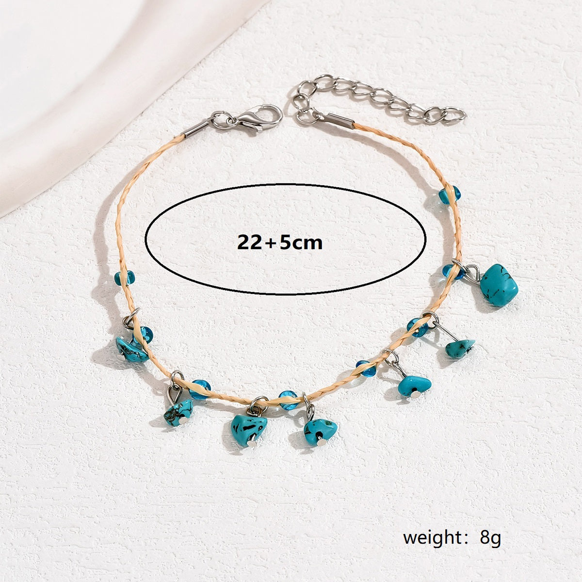 Casual Elegant Tropical Irregular Turquoise Straw Irregular Knitting Women's Anklet