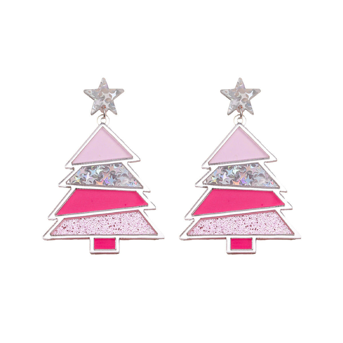 1 Pair Simple Style Classic Style Christmas Tree Polishing Epoxy Plating Arylic Plastic Silver Plated Drop Earrings