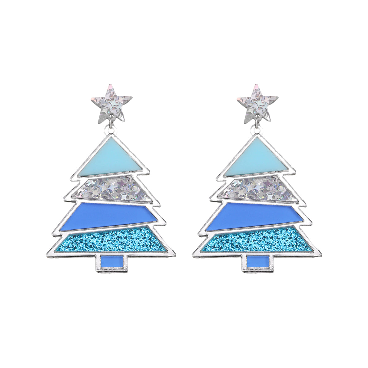 1 Pair Simple Style Classic Style Christmas Tree Polishing Epoxy Plating Arylic Plastic Silver Plated Drop Earrings