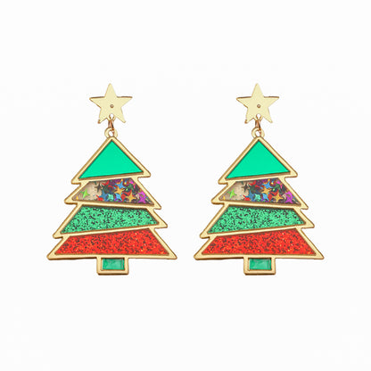 1 Pair Simple Style Classic Style Christmas Tree Polishing Epoxy Plating Arylic Plastic Silver Plated Drop Earrings