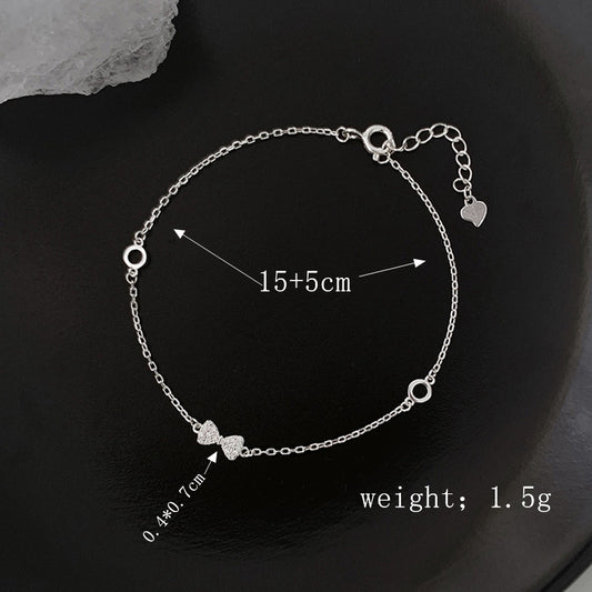 Simple Style Bow Knot Sterling Silver Plating Inlay Zircon Silver Plated Bracelets