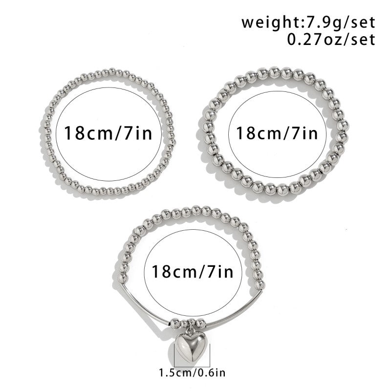 Casual Heart Shape Steel Beaded Bracelets