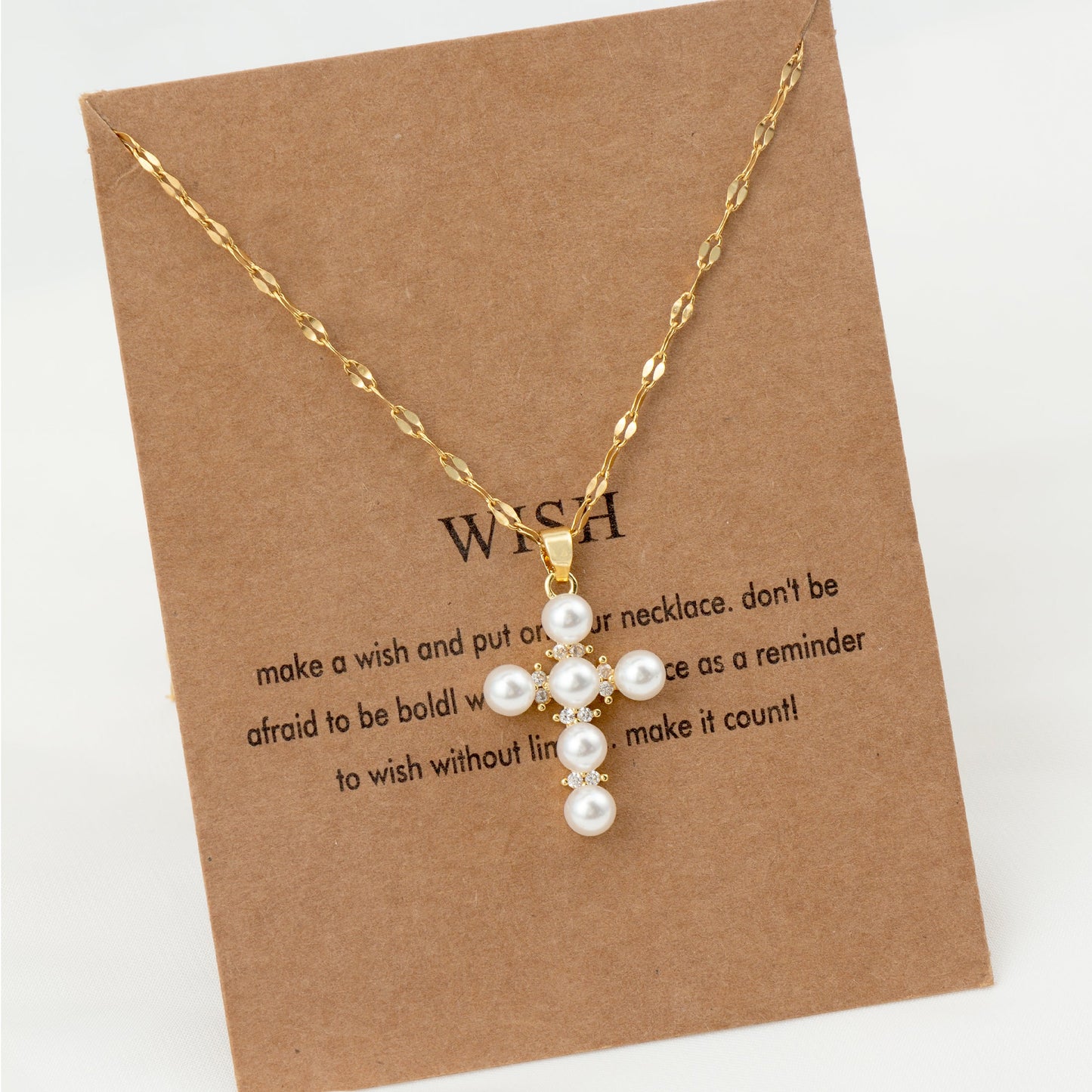 Vintage Style Geometric Cross Stainless Steel Plating Inlay Rhinestones Pearl Zircon 18k Gold Plated Pendant Necklace