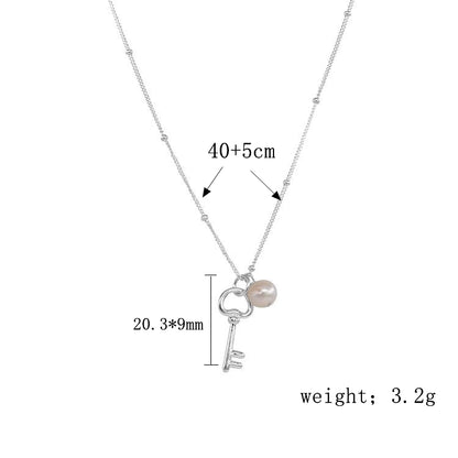 Elegant Solid Color Freshwater Pearl Sterling Silver Plating Inlay Diamond Silver Plated Pendant Necklace