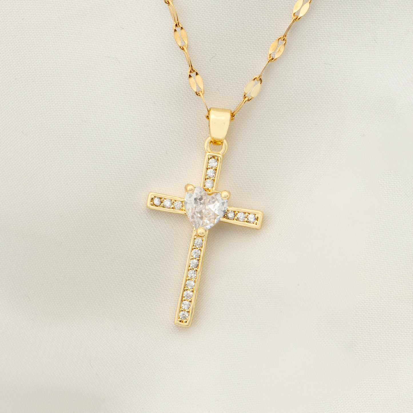 Vintage Style Geometric Cross Stainless Steel Plating Inlay Rhinestones Pearl Zircon 18k Gold Plated Pendant Necklace