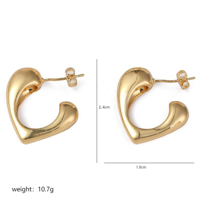 1 Pair Simple Style Heart Shape Polishing Plating Copper 18K Gold Plated Ear Studs