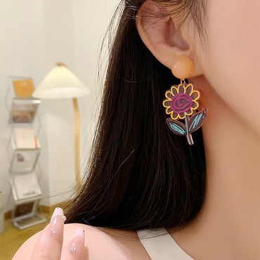1 Pair Sweet Candy Ship Flower Resin Drop Earrings