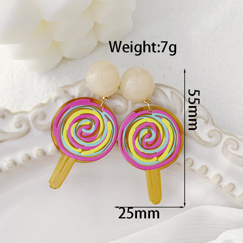 1 Pair Sweet Candy Ship Flower Resin Drop Earrings