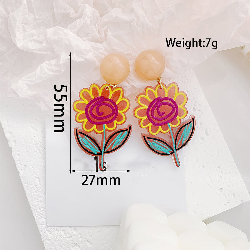 1 Pair Sweet Candy Ship Flower Resin Drop Earrings