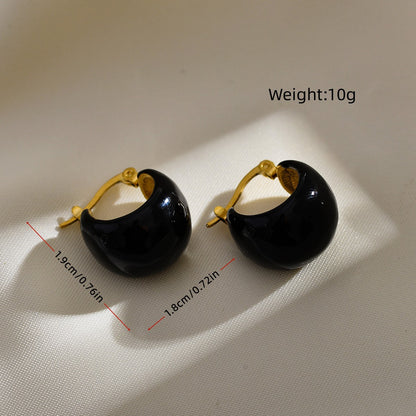 1 Pair Simple Style Geometric Solid Color Plating Stainless Steel Hoop Earrings