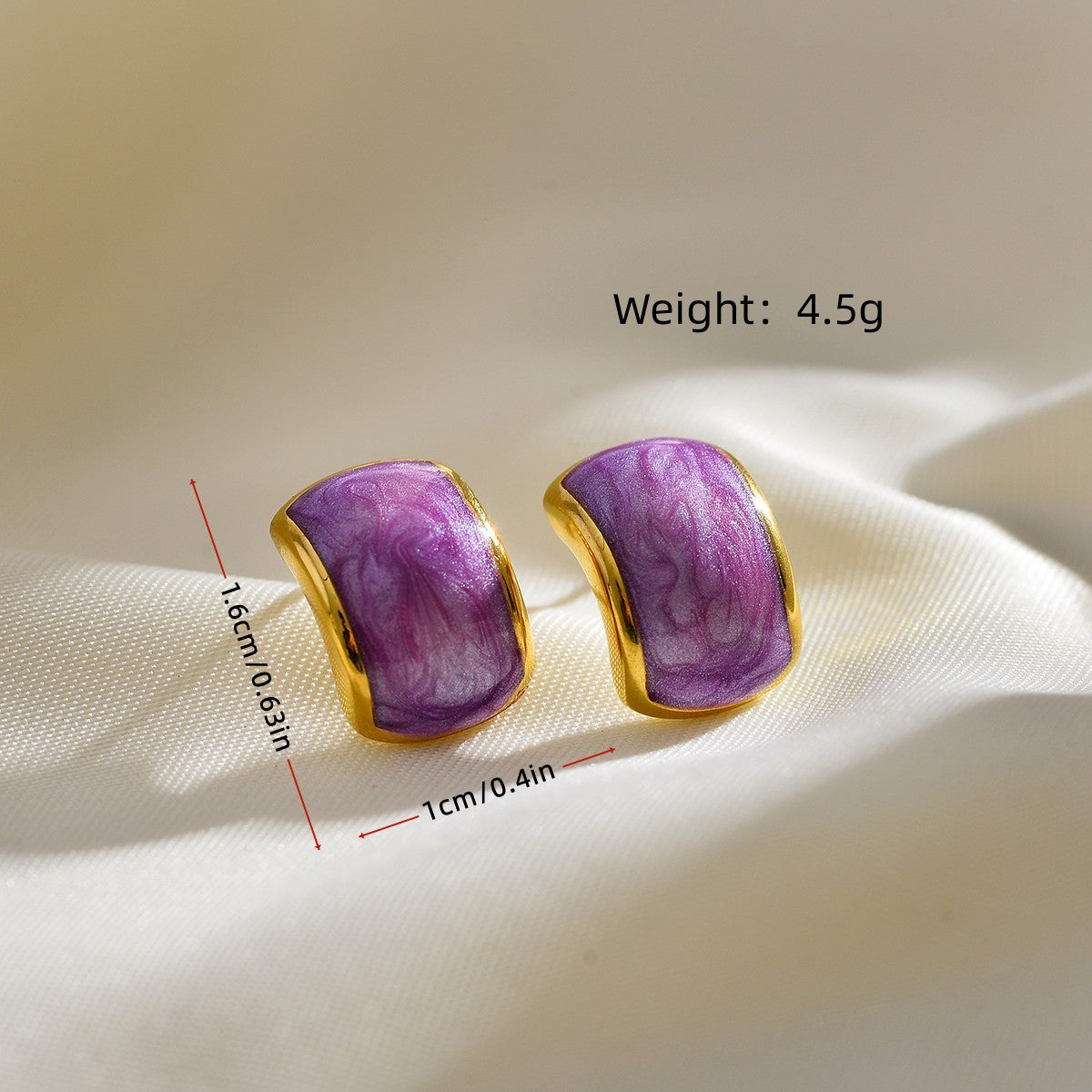 1 Pair Sweet C Shape Color Block Plating Stainless Steel Ear Studs