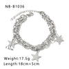 Hip-hop Punk Pentagram Stainless Steel Toggle Knitting White Gold Plated Bracelets