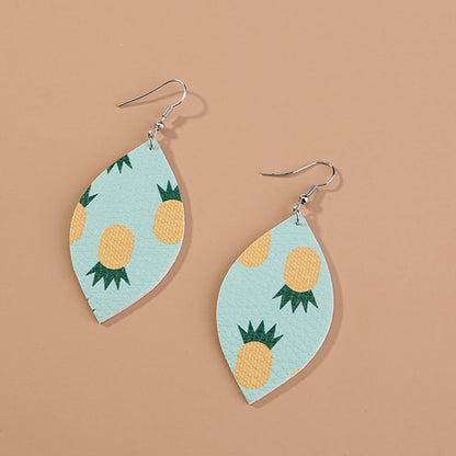 1 Pair Retro Sunflower Fruit Pu Leather Drop Earrings