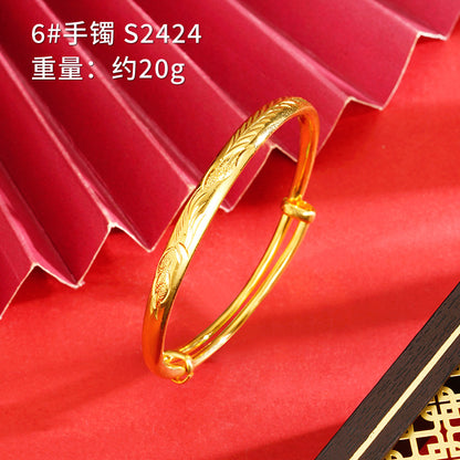 Chinoiserie Geometric Copper Gold Plated Bangle