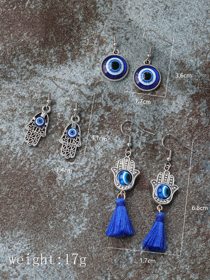 1 Set Casual Vintage Style Tropical Devil's Eye Eye Inlay Alloy Acrylic Glass Drop Earrings