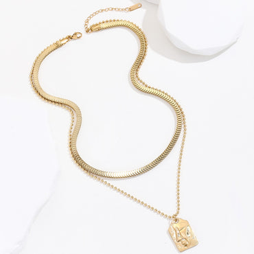 Wholesale Simple Style Commute Solid Color Stainless Steel Plating 18k Gold Plated Layered Necklaces