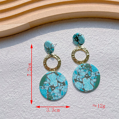 1 Pair Pastoral Classic Style Round Dots Ditsy Floral Plating Alloy Soft Clay 14k Gold Plated Drop Earrings