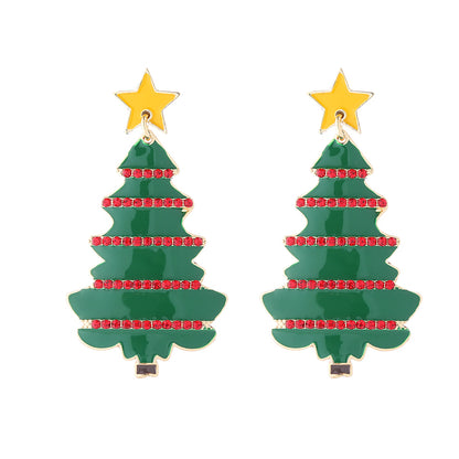 1 Pair Cute Christmas Tree Enamel Plating Alloy Gold Plated Drop Earrings