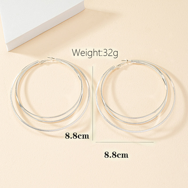 Wholesale Jewelry Exaggerated Classic Style Oversized Circle Solid Color Alloy Ferroalloy Silver Plated Plating Hoop Earrings