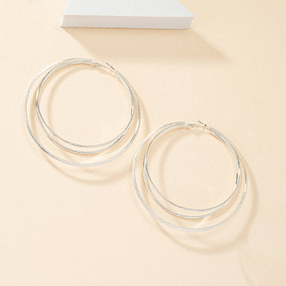 Wholesale Jewelry Exaggerated Classic Style Oversized Circle Solid Color Alloy Ferroalloy Silver Plated Plating Hoop Earrings