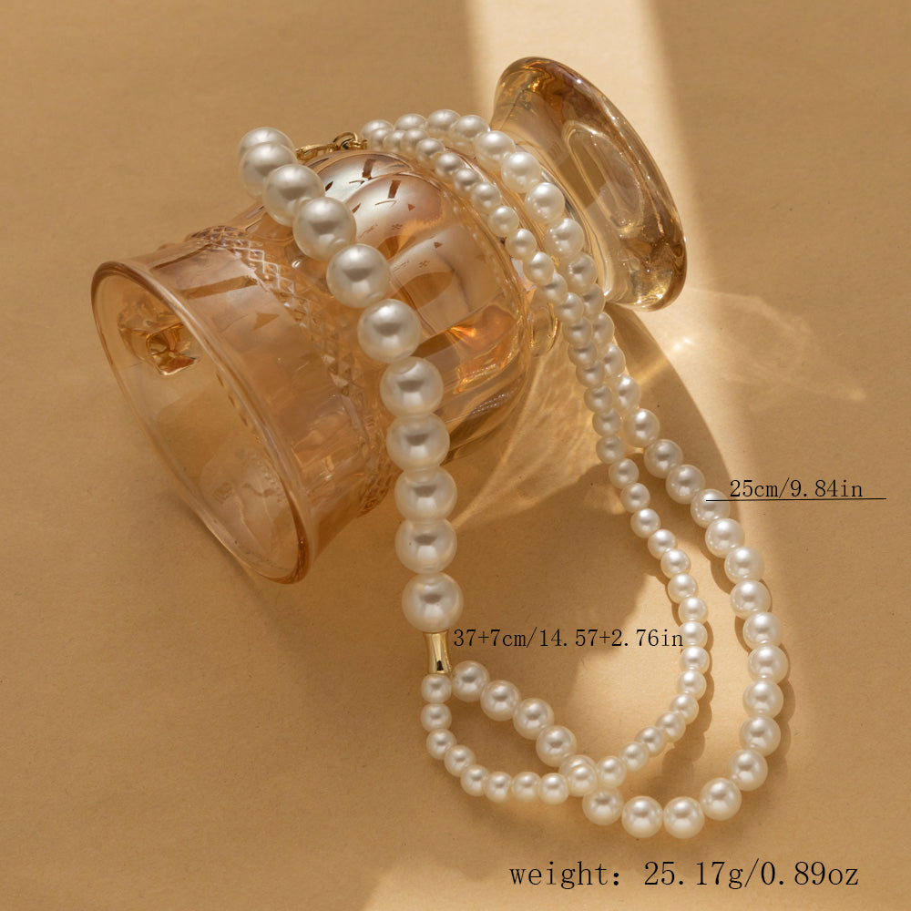 Vintage Style Lady Round Imitation Pearl Beaded Women's Layered Necklaces
