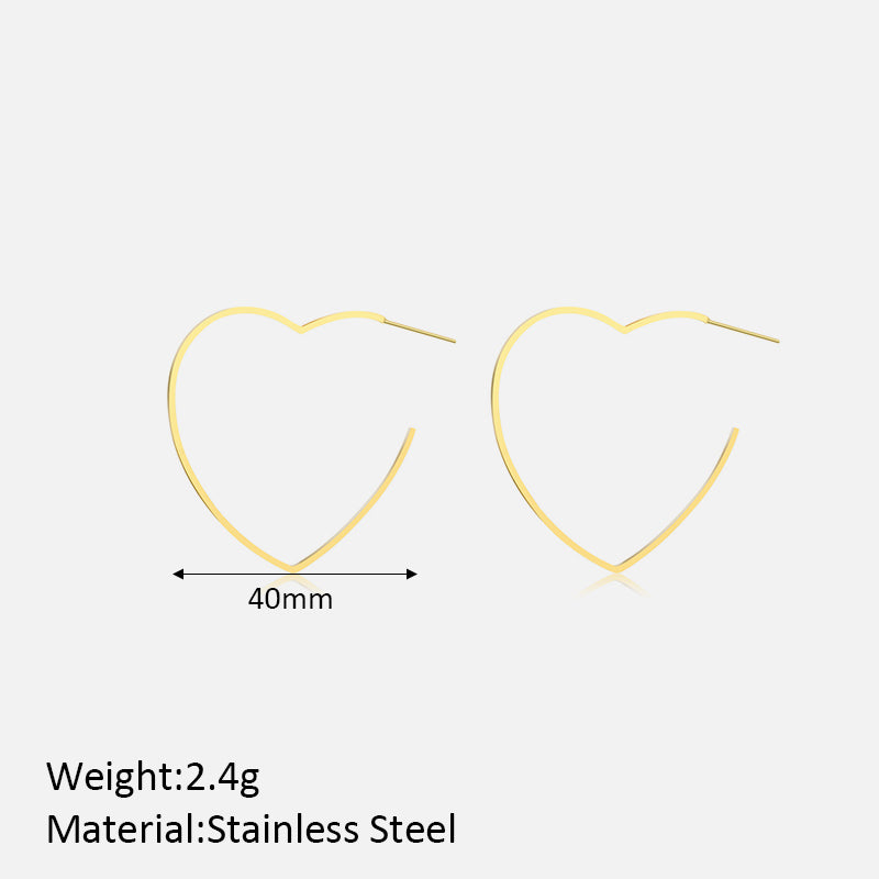 1 Pair Elegant Heart Shape Plating Stainless Steel Ear Studs