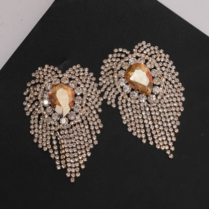 1 Pair Retro Luxurious Solid Color Plating Inlay Alloy Rhinestones Gold Plated Silver Plated Drop Earrings