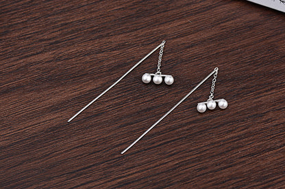 1 Pair Simple Style Solid Color Inlay Copper Pearl White Gold Plated Drop Earrings