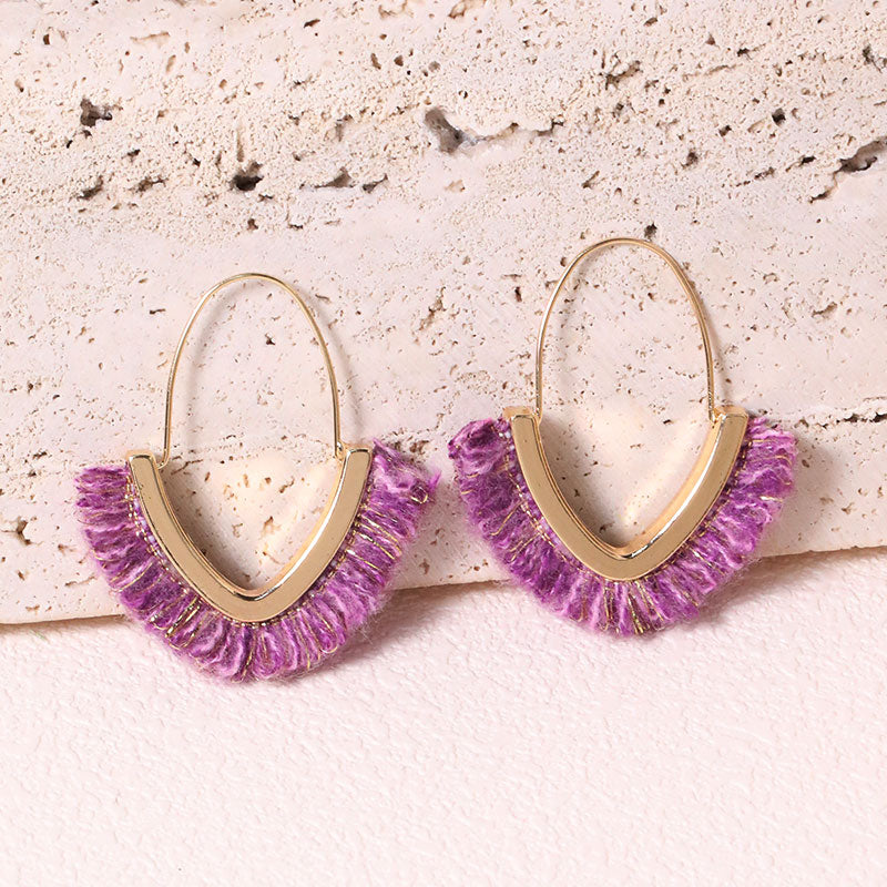 Wholesale Jewelry Classic Style Geometric Alloy Fabric Plush Earrings