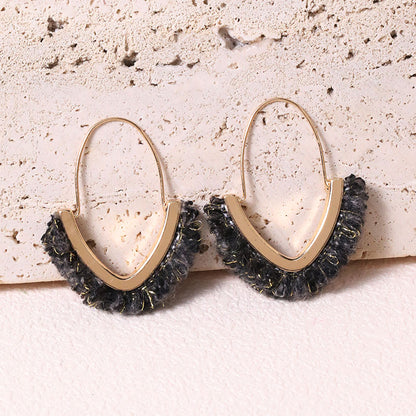 Wholesale Jewelry Classic Style Geometric Alloy Fabric Plush Earrings